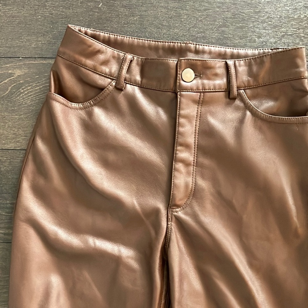 Brown Faux Leather Pants - Picture 3 of 7